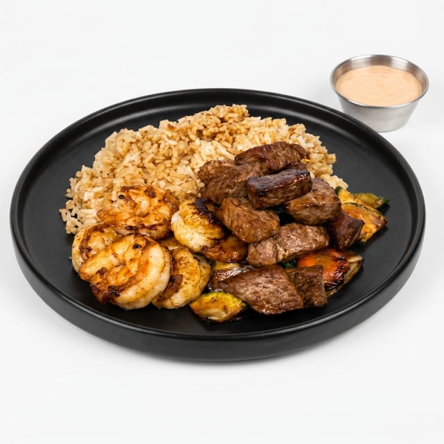 Sirloin Steak and Shrimp.